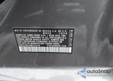 2019 Volkswagen Jetta 1.4T R-Line/1.4T S/1.4T Se из США, поврежденный, VIN 3VWC57BU7KM147310